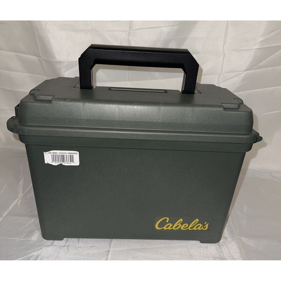 Cabela’s 3664 Plastic Dry-Storage Ammo Box/Can Tactical-Green flip top/ Good - Picture 1 of 16